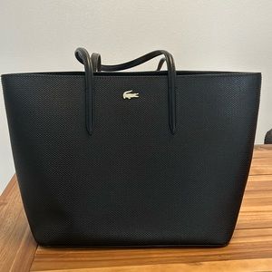 Lacoste Pique Coated Canvas Zippered Tote Bag